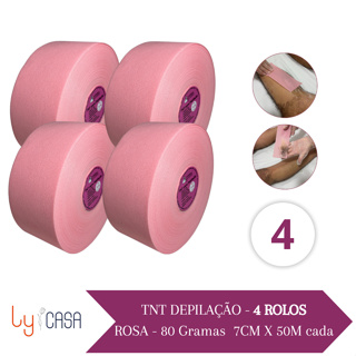 4 Rolos de 50m (200m) Papel Depilação TNT Rosa BB 7cmx80g Profissional Perlon Lenço Premium Lycasa em Oferta na Shopee