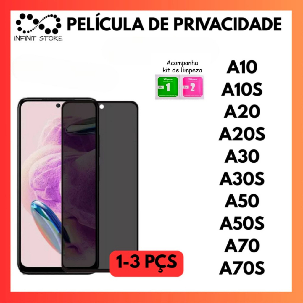 Película De Privacidade 3D Vidro Anti Spy Para Samsung A10 A10S A20 A20S A30 A30S A50 A50S A70 A70S