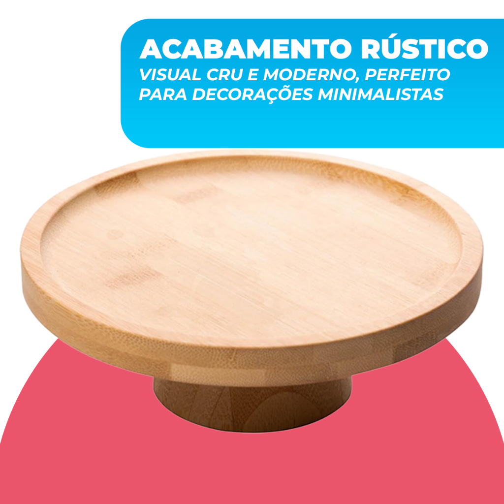 Detalhes do Prato Bolo Boleira Bambu 20cm Boleira Redonda Servir Mesa Posta Organizador Multifuncional Lyor