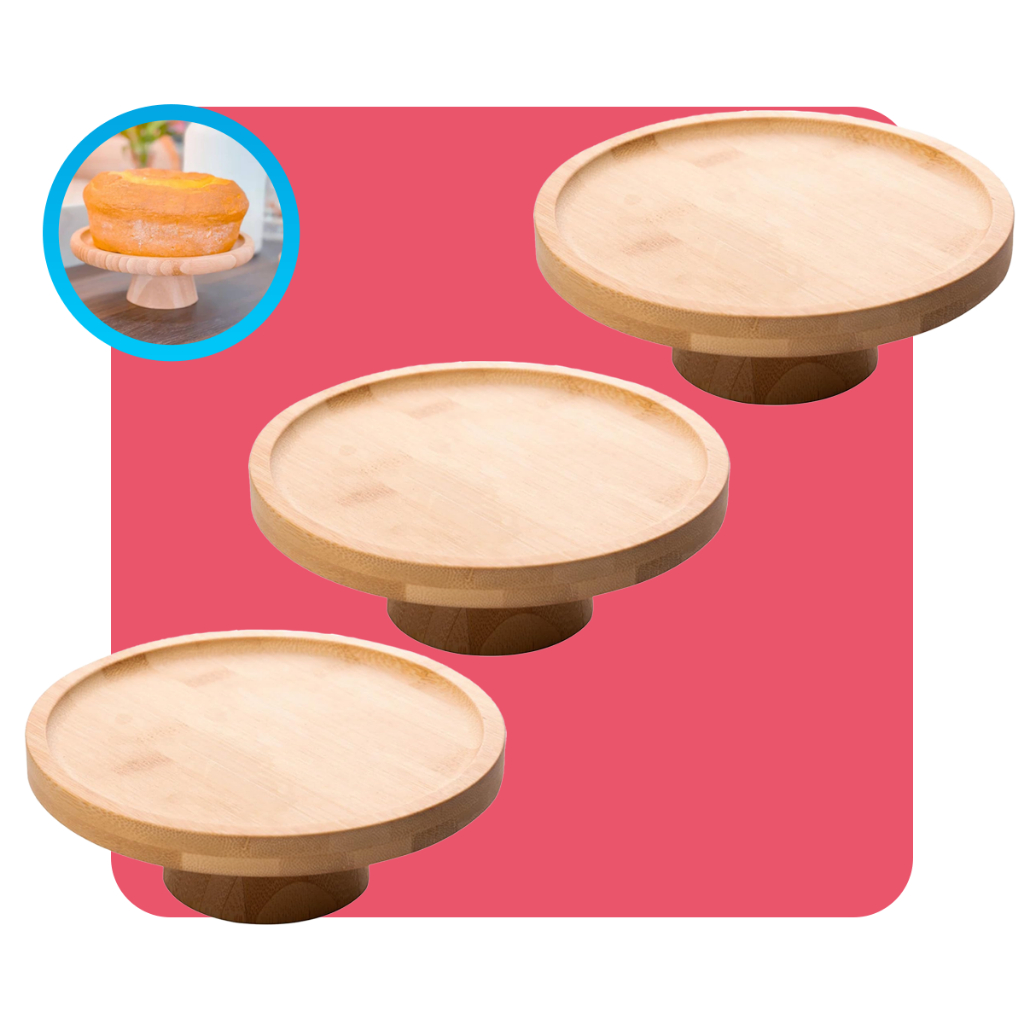 Prato Bolo Boleira Bambu 20cm Boleira Redonda Servir Mesa Posta Organizador Multifuncional Lyor em Oferta na Shopee