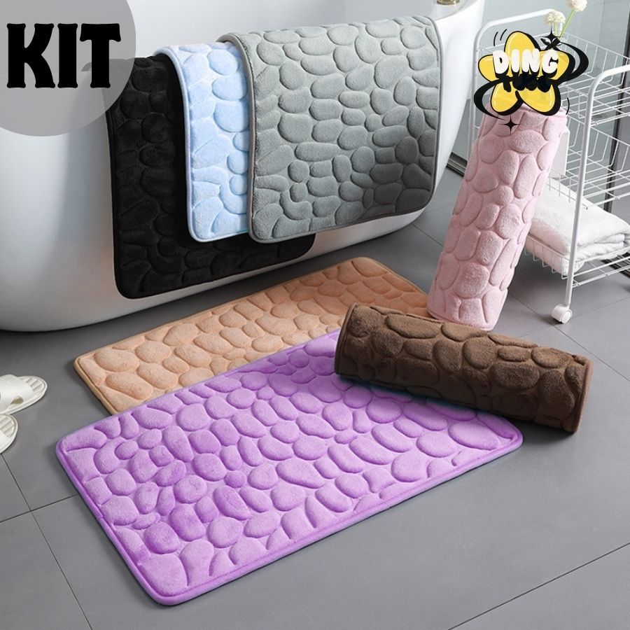 Kit 2 Tapetes de Banheiro Soft Macio Absorvente Antiderrapante Secagem Rápida 40*60cm