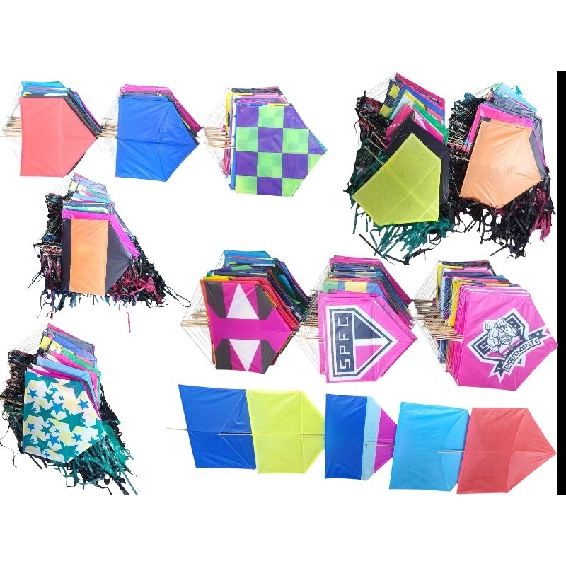 Pacote de Pipa Murcha Murcha Sortidos Pequeno C/ Rabiola ou S/ Rabiola Para Empinar e Decoração