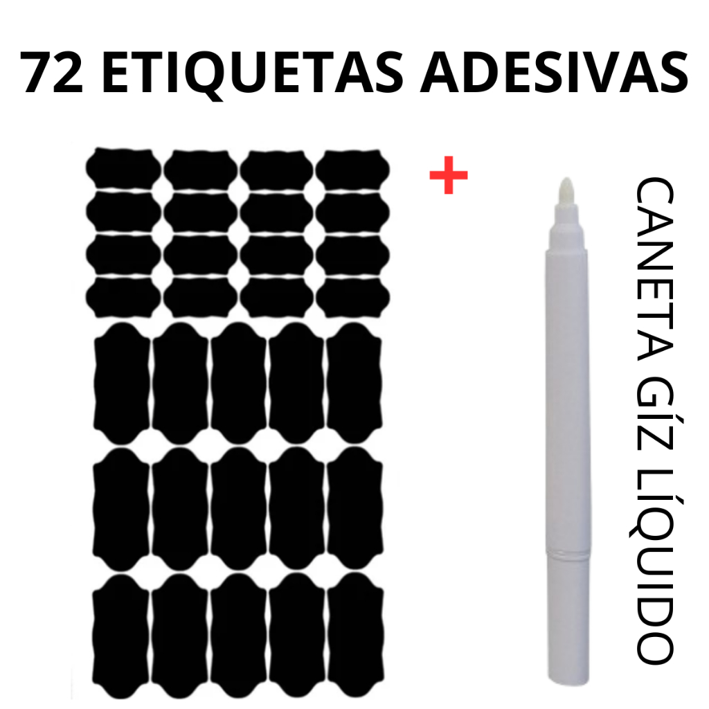 70 Etiquetas Adesivas 6X3cm Lousa + Caneta Giz Liquido Branca Temperos Potes Organizador Limpeza em Oferta na Shopee