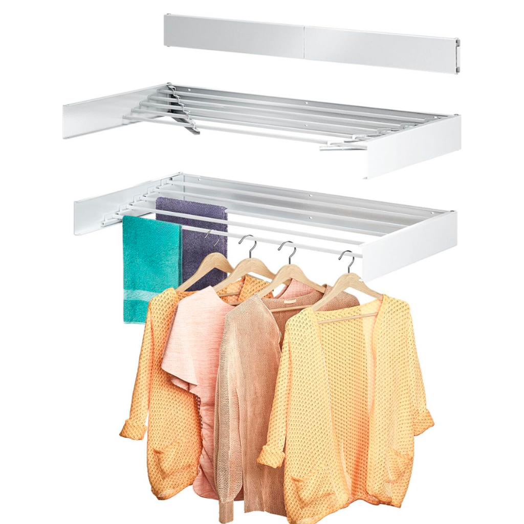 Varal Mágico Retrátil de Embutir 60cm Branco Ideal para Ambientes Pequenos Lavanderia Closet Moderno