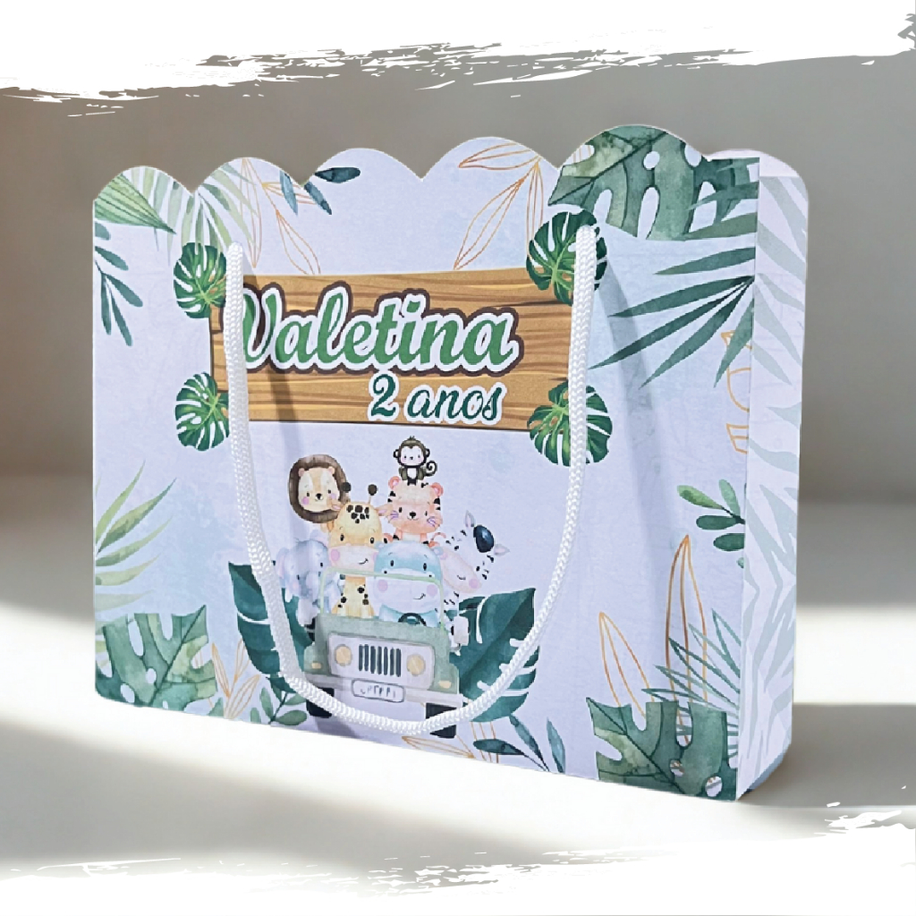 Sacolinhas Ondulada Personalizadas Festa Safari (20x15x5,5cm) em Oferta na Shopee