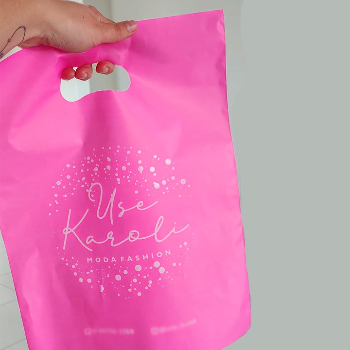 100 sacolas transparente personalizadas 30x40cm | criamos sua arte gratis em Oferta na Shopee