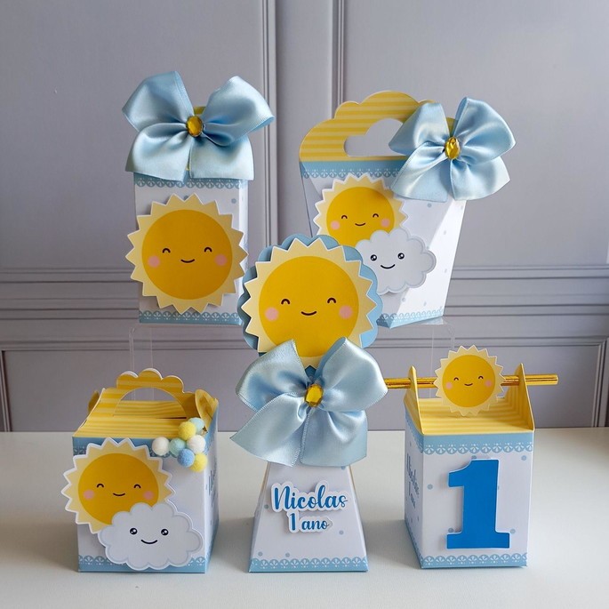 Kit caixinhas Personalizado RAIO DE SOL MENINO | Aniversário RAIO DE SOL | Lembracinhas | Decoração