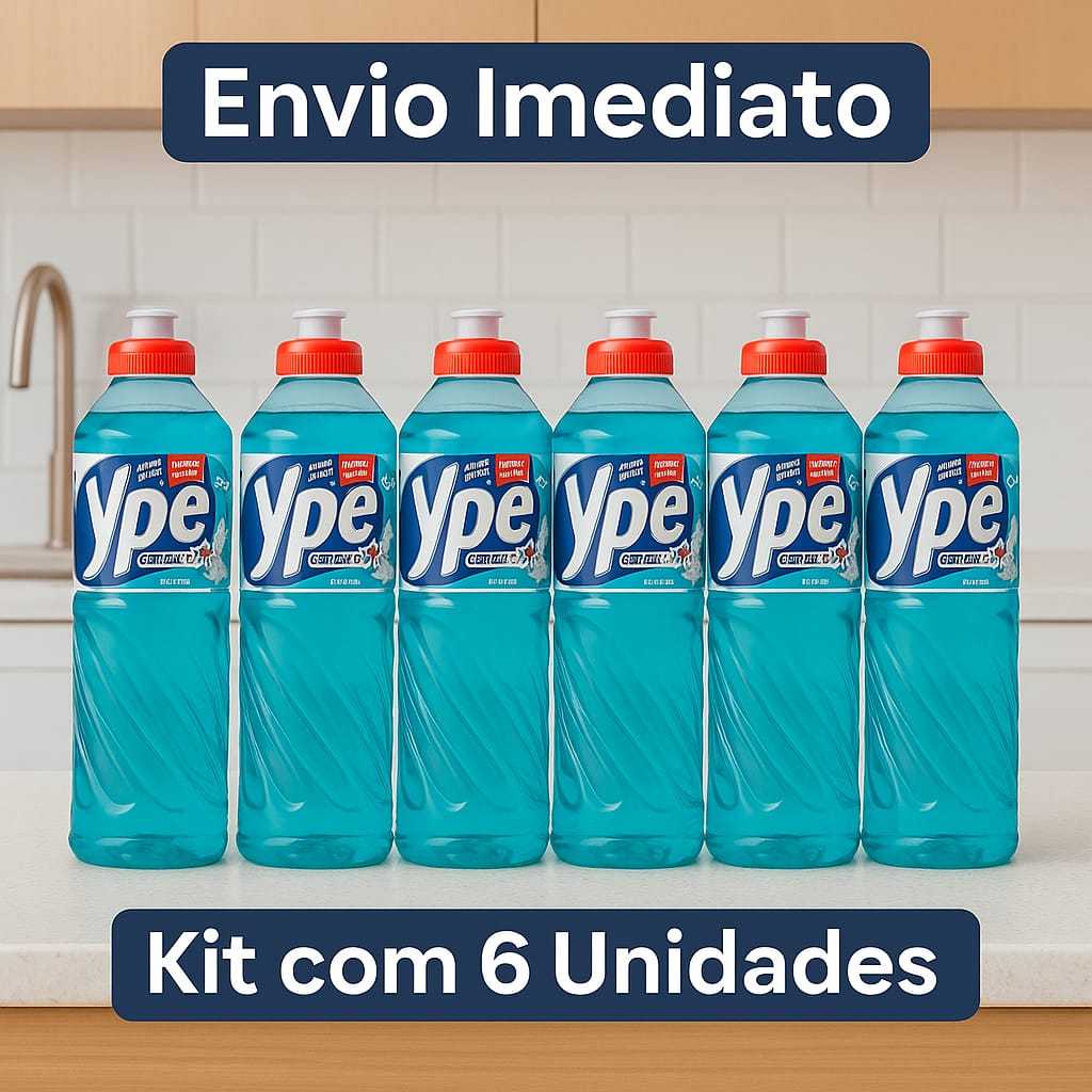 Imagem Kit 06 Detergente Lava Louças Ypê Antibac 500ml Limpeza Alto Rendimento Envio Imediato