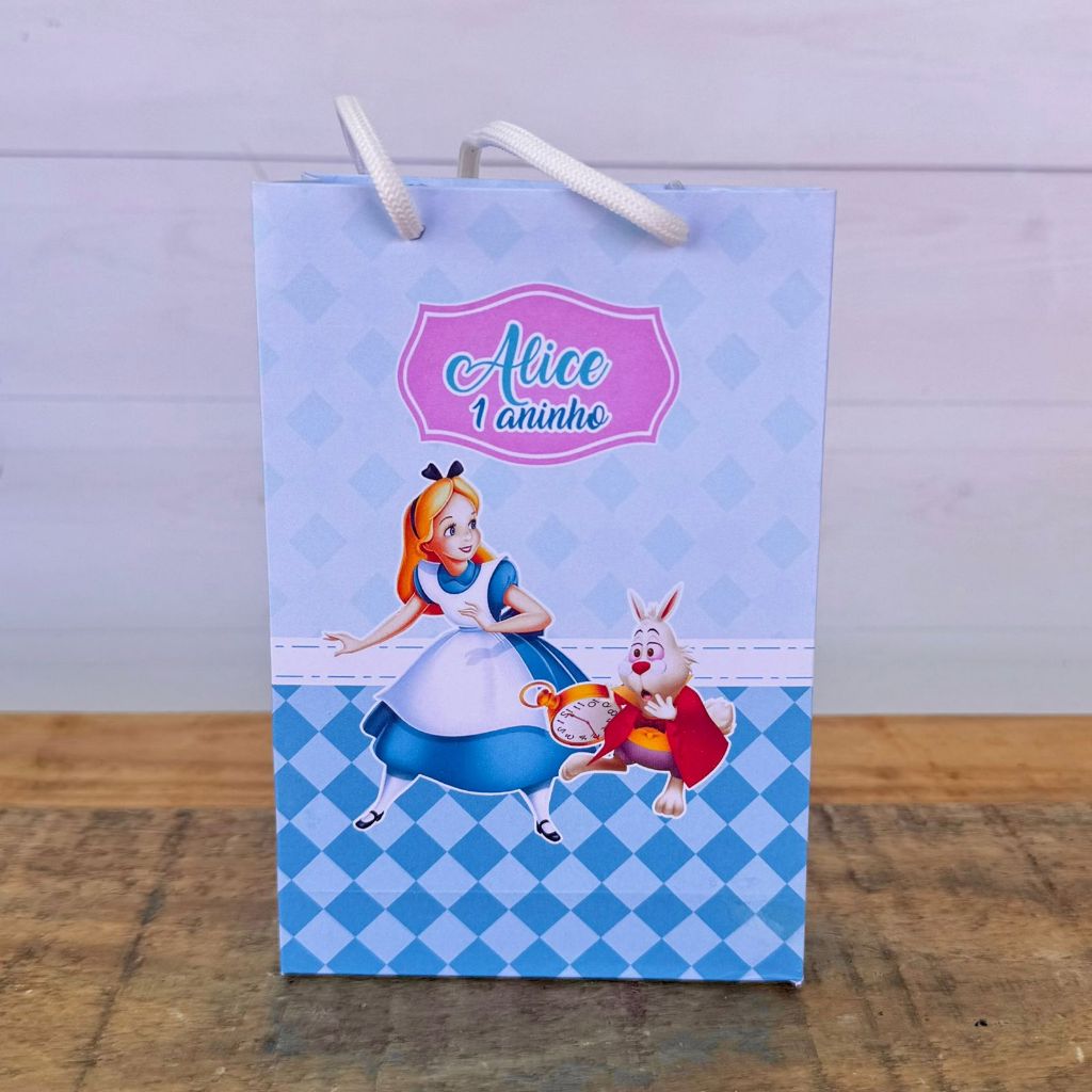 Sacolinha Personalizada Alice no País das Maravilhas | Pegue e Monte | Lembrancinhas | Festa infantil | Aniversário