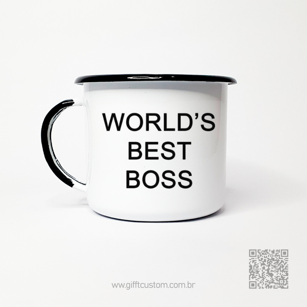 Caneca World's Best Boss | The Office | Caneca Esmaltada 370ml 160ml Presente Chefe Escritório