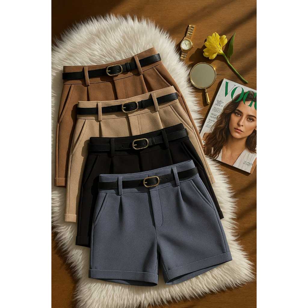 Kit 4 Short Feminino Alfaiataria Modelo Social Com Cinto Grátis e Zíper na Lateral P M G GG em Oferta na Shopee