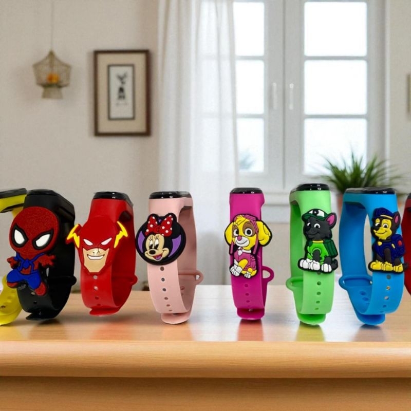 Relógio Digital Infantil Homem Aranha Patrulha Canina Minie Michey para Presentes