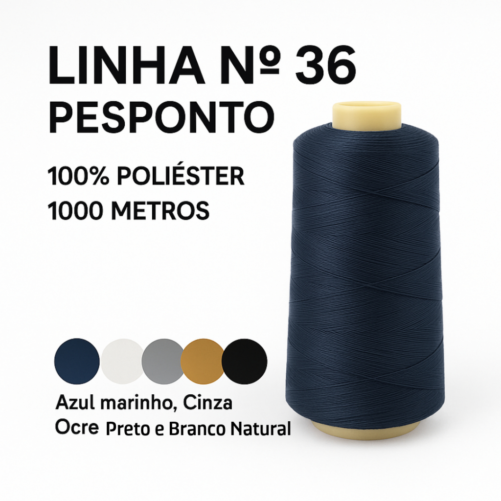 Linha de costura n° 36 Pesponto, 1000 mtros, Branco Natural, Preto, Azul Marinho, Cinza, Ocre em Oferta na Shopee
