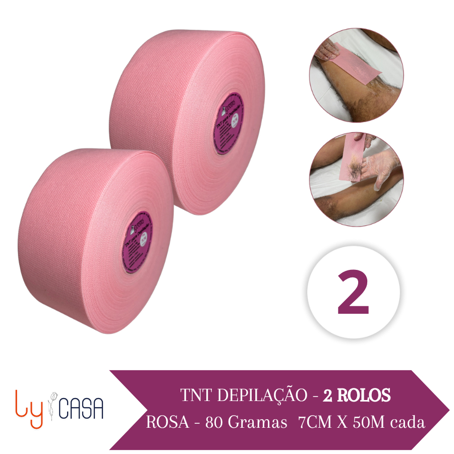 KIT TNT para Depilação 2 Rolos Cor Rosa 80g 7cm  50m Lenço Perlon Papel Depilatório Profissional em Oferta na Shopee