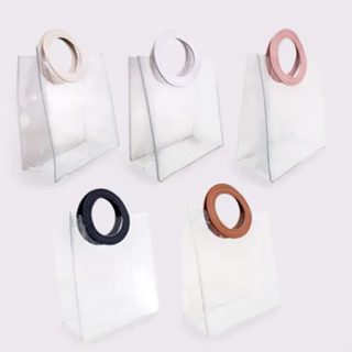 12 x Bolsas 20x18x11cm Saco Sacola PVC Transparente Com Alça Redonda De Couro em Oferta na Shopee