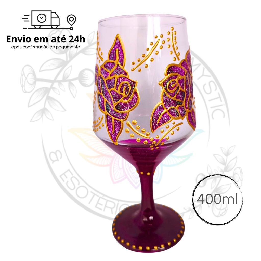 Taça Pomba Gira Cigana Rosa Roxa TR 400ml - Umbanda Candomblé Orixás