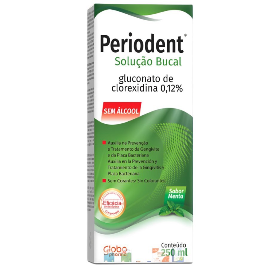 Enxaguante Bucal Periodent Sem Álcool Sabor Menta 250ml