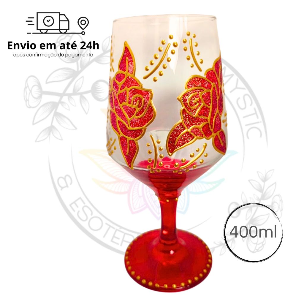 Taça Pomba Gira Cigana Rosa Vermelha TR 400ml - Umbanda Candomblé Orixás