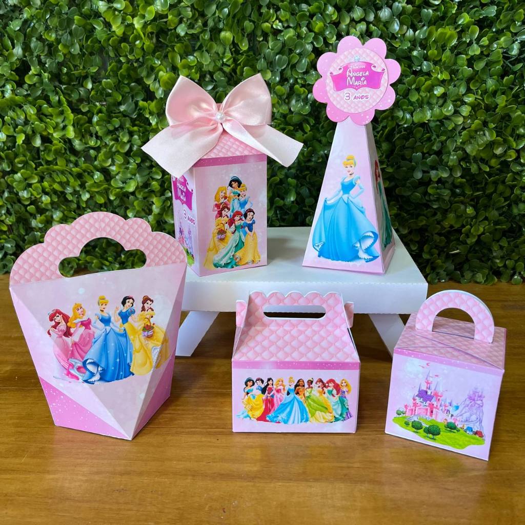 KIT FESTA PERSONALIZADA PRINCESAS - PEGUE E MONTE - Lembrancinha - Caixinhas Personalizada - Festa