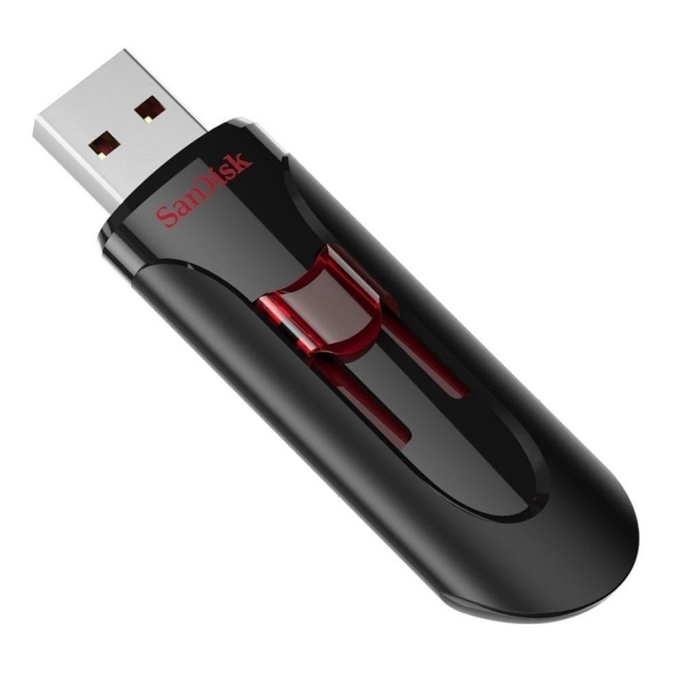 Pendrive SanDisk Cruzer Glide 128GB 3.0 Liso preto e vermelho Notebook e PCs z600