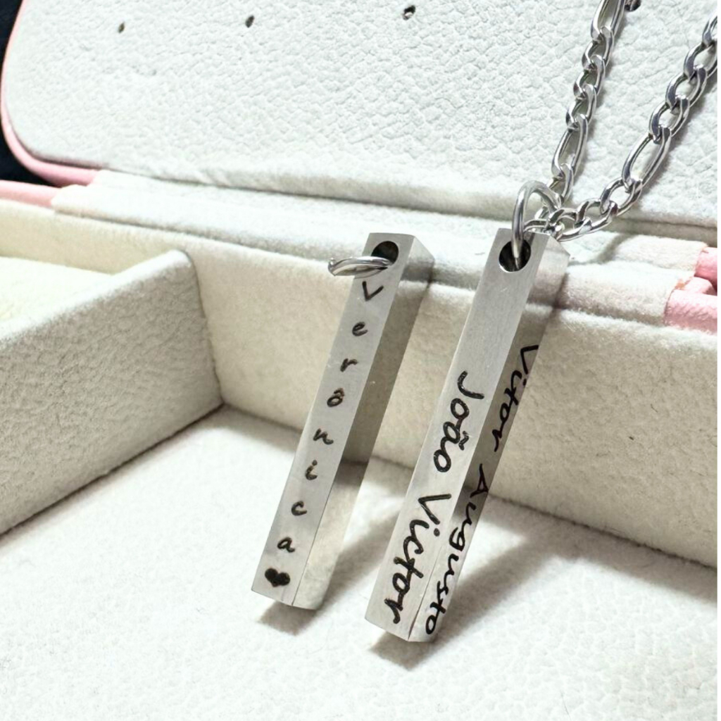 Corrente Com Pingente Barrinha Inox Prateada Personalizado