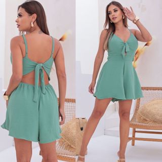 Macaquinho Feminino Alças Regulável Laço na Frente Forrado com Bojo em Oferta na Shopee