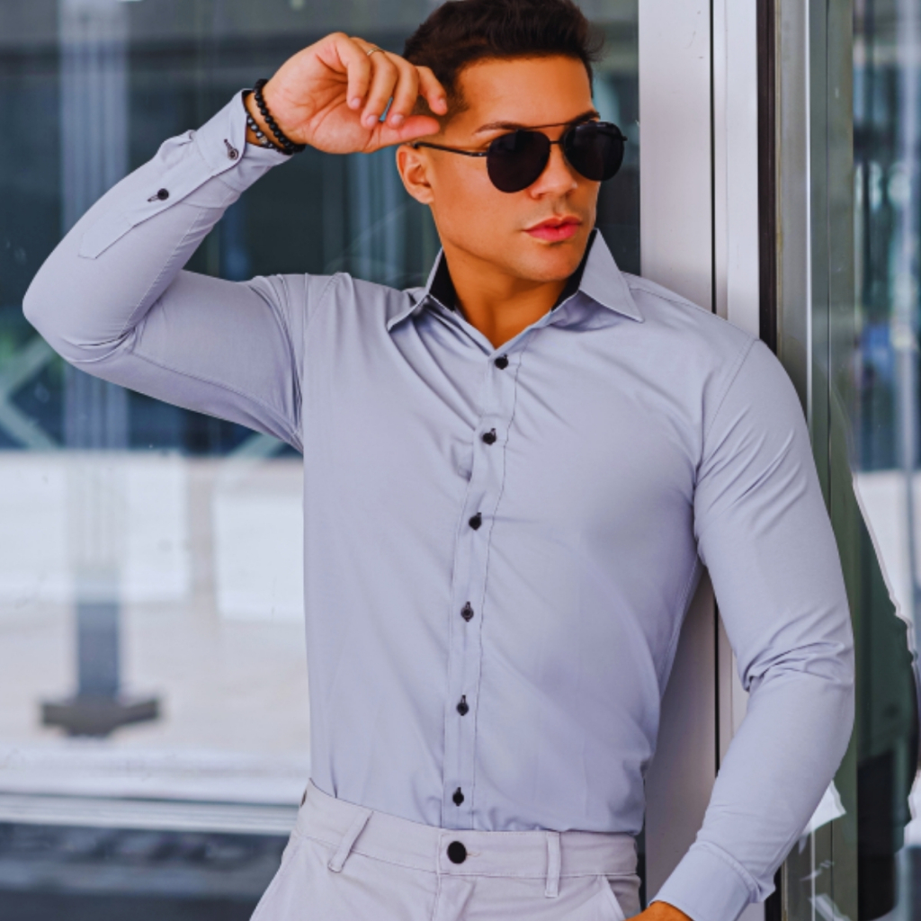 Camisa Social Manga Longa Executivo Elegante Confortável Fácil de Passar Varias Cores