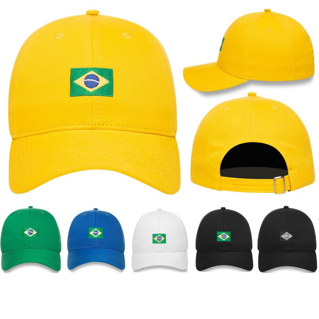 Boné Brasil Bandeira Seleção Bordado Aba Curva