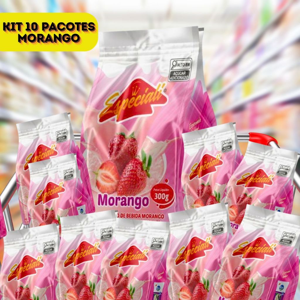 Preparo em pó de Morango Sobremesa Bebida Milk Shake Achocolatado Quik 10 Pacotes em Oferta na Shopee