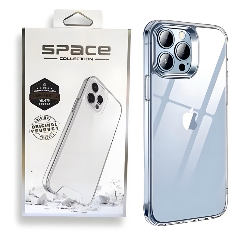 Capinha Space Transparente Anti Impacto Compativel Para iPhone 11 12 13 14 15 16 Pro Max Plus X XS XR 7 8 16e 17e