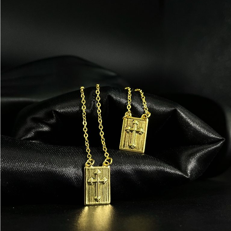 Escapulário Correntinha Cruz Masculino Banhado A Ouro 18k Prata 925