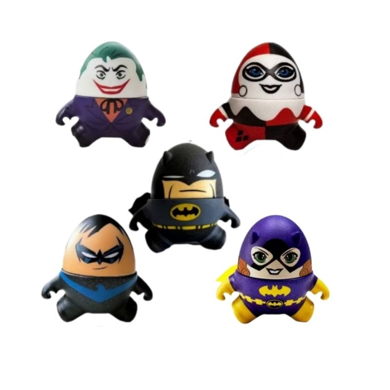 kit 5 bonecos ovoide liga da justiça omelete box ccxp dc comics batman superman mulher maravilha geek