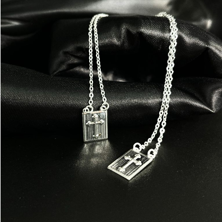 Escapulário Correntinha Cruz Masculina Banhado A Prata 925  Ouro 18k