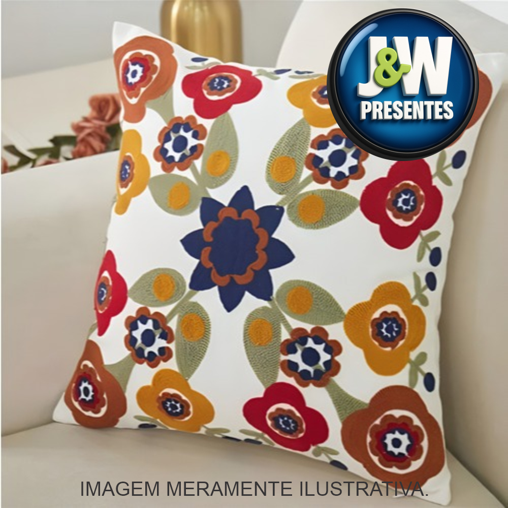 Capa De Almofada Bordada Flores Artesanato 1PÇA - (Sem enchimento) em Oferta na Shopee