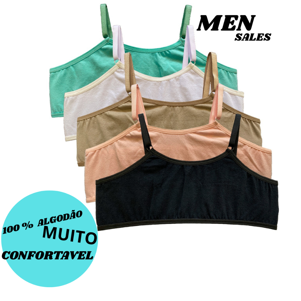 Kit Top Infantil, Juvenil Adolescente Com Alças De Sutiã Regulavel, 100% algodão