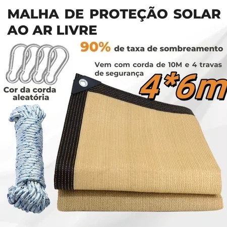 Tela Sombrite 90% 6x4m Bainha Reforçada Com Llhos Metálicos Tela Sombrite 90% 6x4m Bainha Reforçada Com Llhos Metálicos