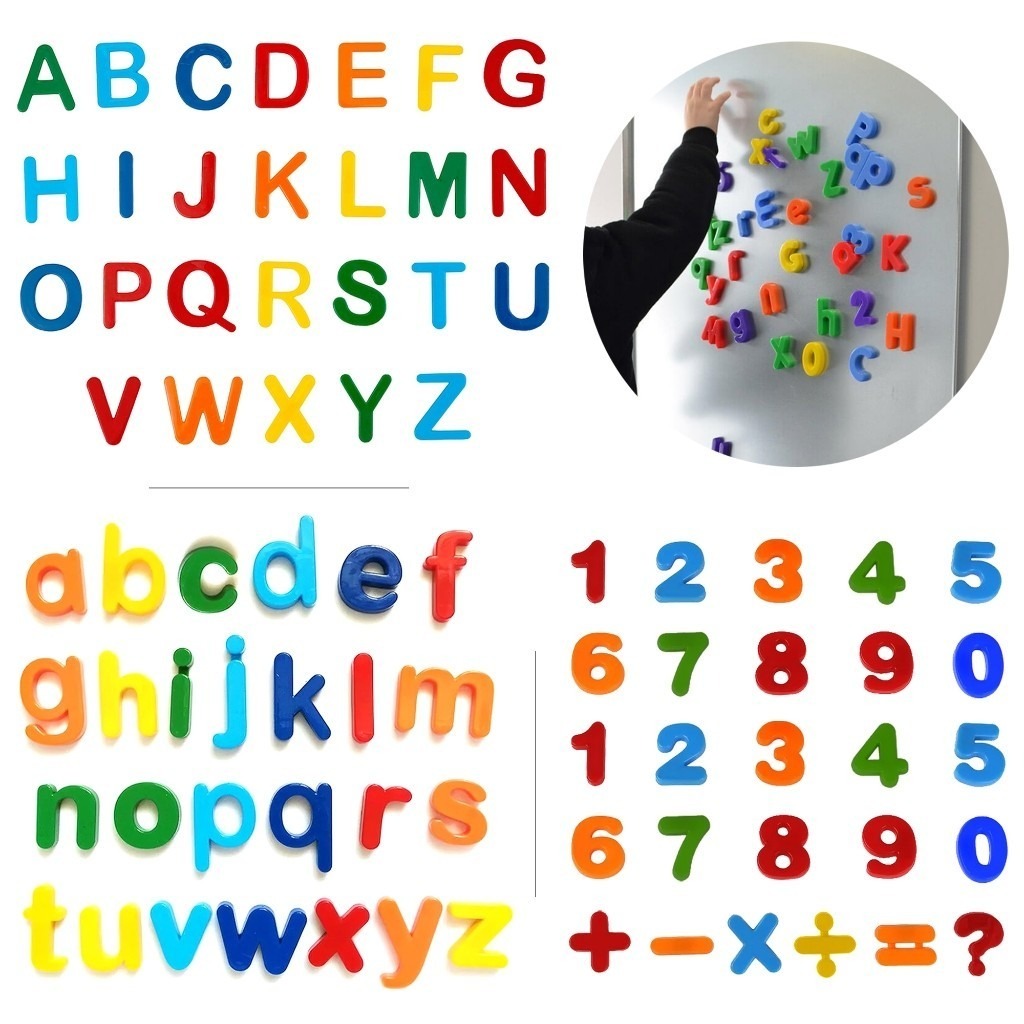 Letras Alfabeto Magnético Infantil Letras Números Imã Educativo Colorido Geladeira Lousa Prancheta