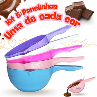 Kit 5 Panelinha Multiuso Slice Cake Confeitaria Festival Fatias 850ml Todas as Cores Derretedeira de Chocolate