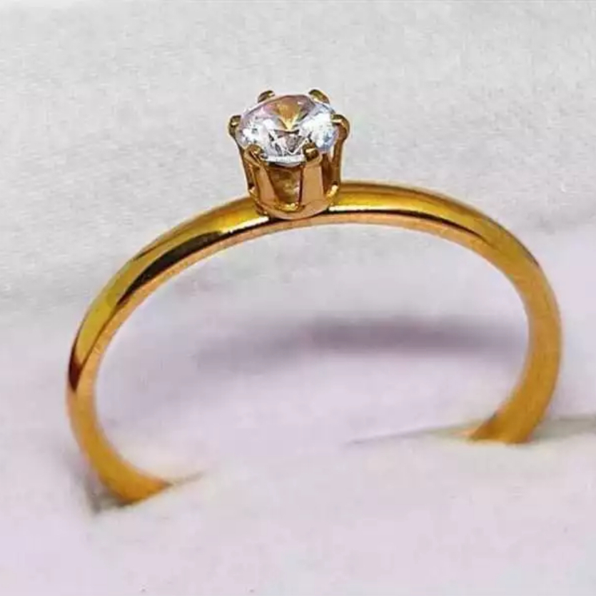 Anel Feminino Solitário Dourado Aço inox Prata com pedra 2mm Não Escure Não Enferruja em Oferta na Shopee