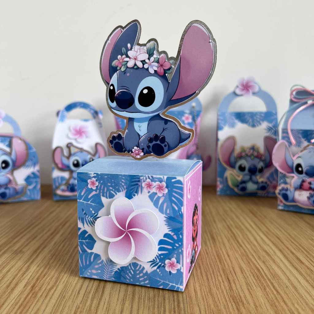 Kit Caixinha Para Festa Lilo Stitch Papelaria Personalizada Caixa DESMONTADO em Oferta na Shopee