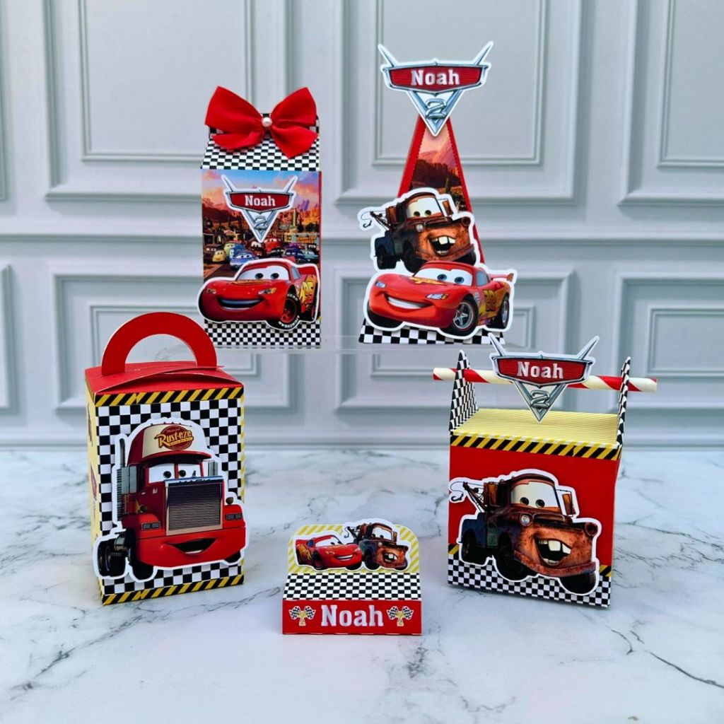 Kit Festa - Lembrancinhas Personalizadas Carros Relâmpago McQueen - Caixinhas Personalizadas - Papelaria Personalizada