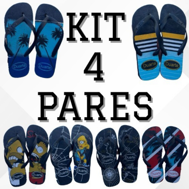 kit 4 pares chinelo Masculino sortidos