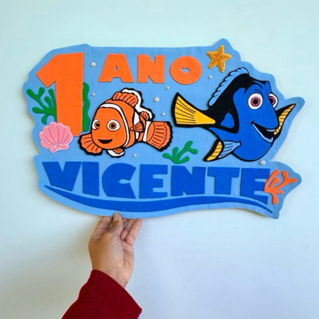 Placa personalizado nome e idade - Procurando Nemo - Dory