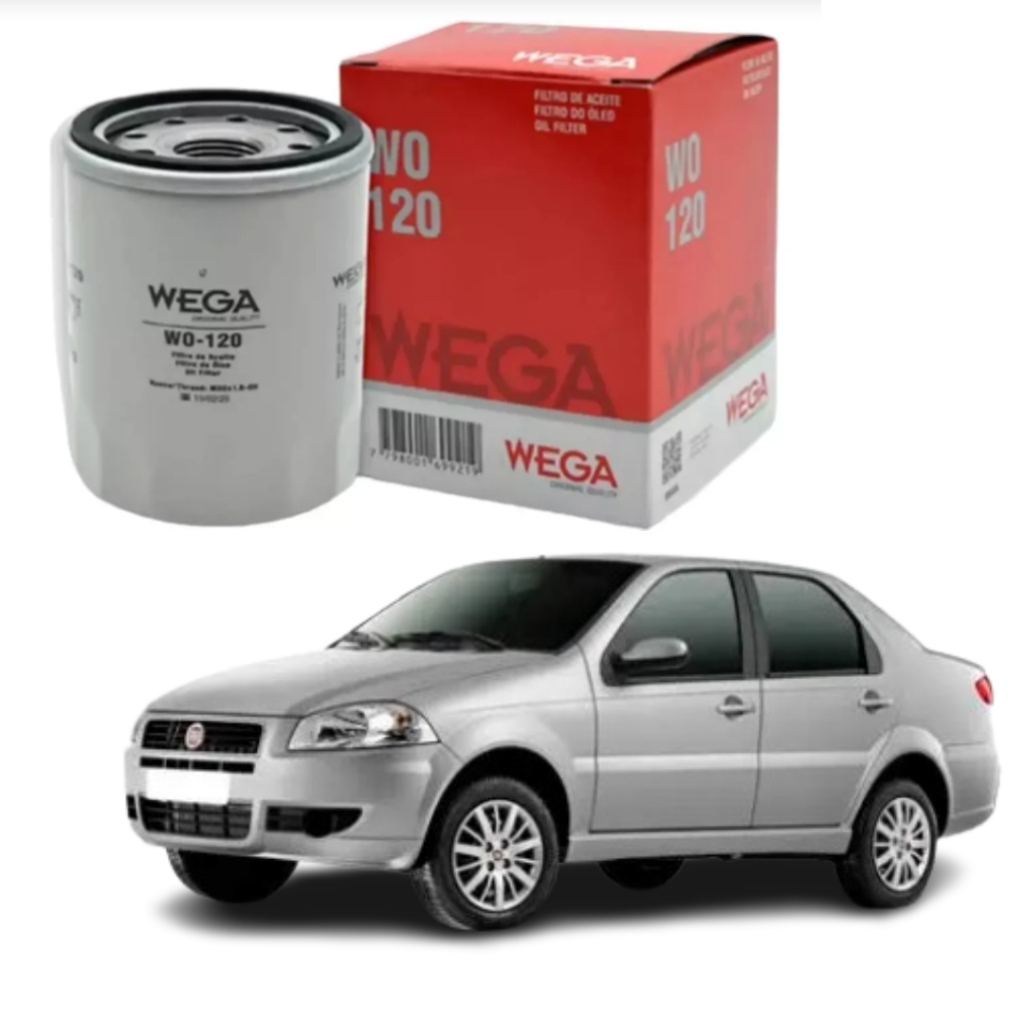 Filtro De Óleo Blindado Wega WO120 Fiat SIENA 1.0 1.3 1.4 8V 2001 a 2014 Original