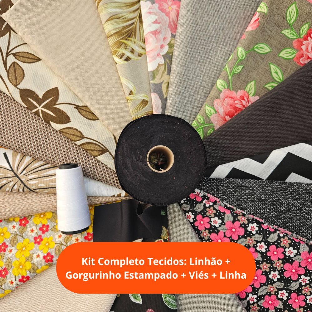 KIT  p/ TAPETES 10M BASE + 10 Estampado + 10M Viés + 1Linha  - ARTESANATO💡ENVIO IMEDIATO💡 PATCHWORK