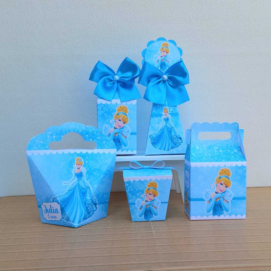 Kit Festa Princesa Cinderela Caixinhas Personalizadas Lembrancinhas para Festas