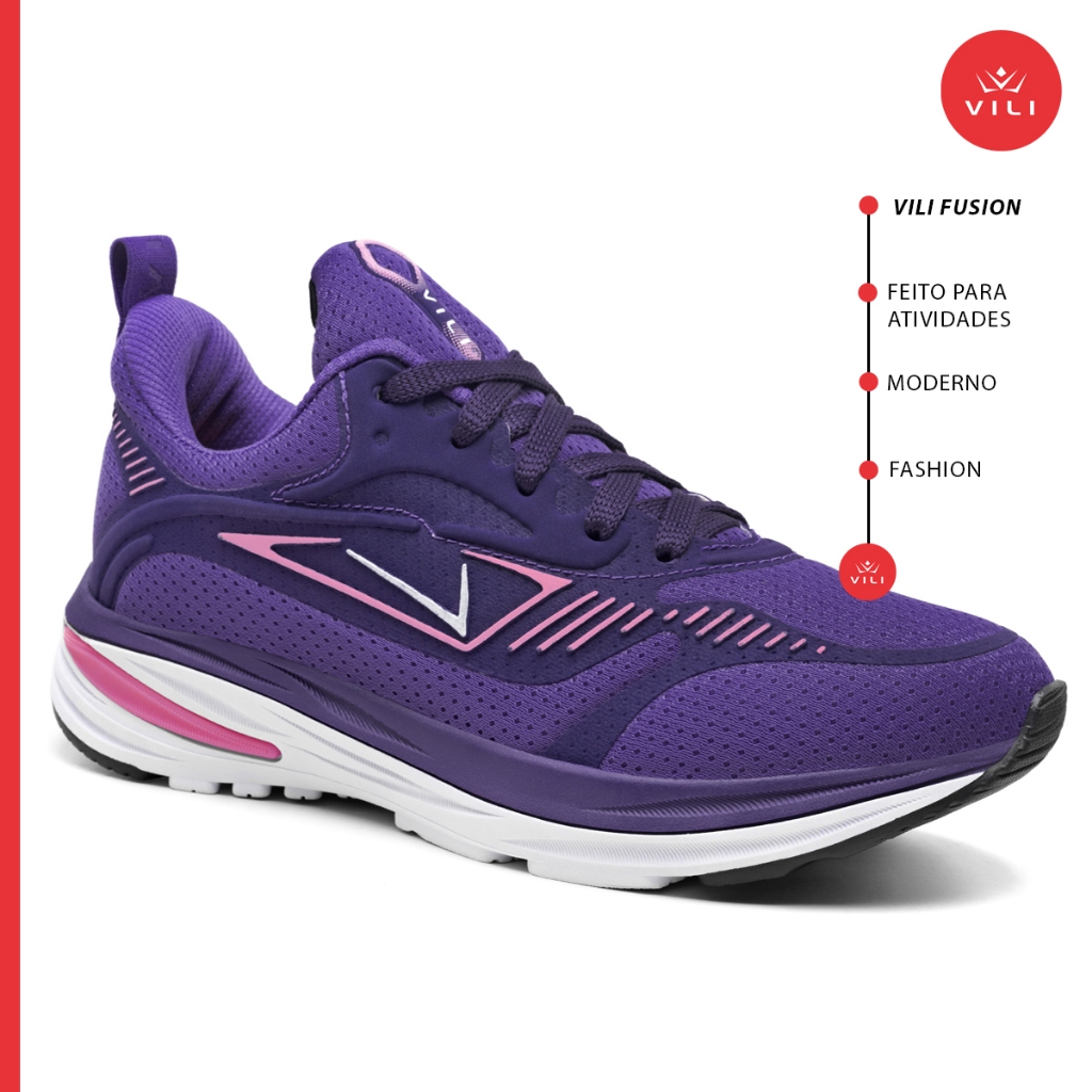 Tênis Feminino Vili Fusion Esportivo Masculino Academia 232G Roxo