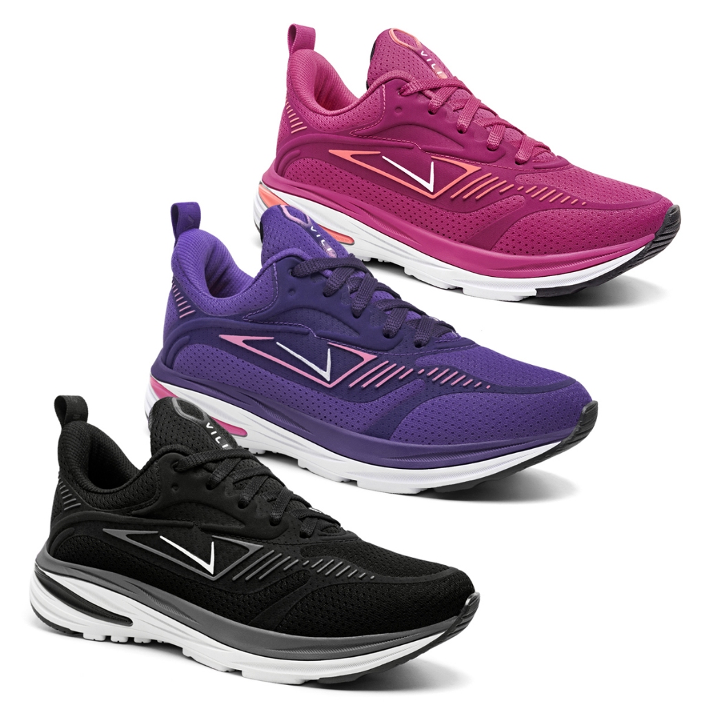 Kit 3 Tênis Feminino Vili Fusion Esportivo Caminhada Academia em Oferta na Shopee