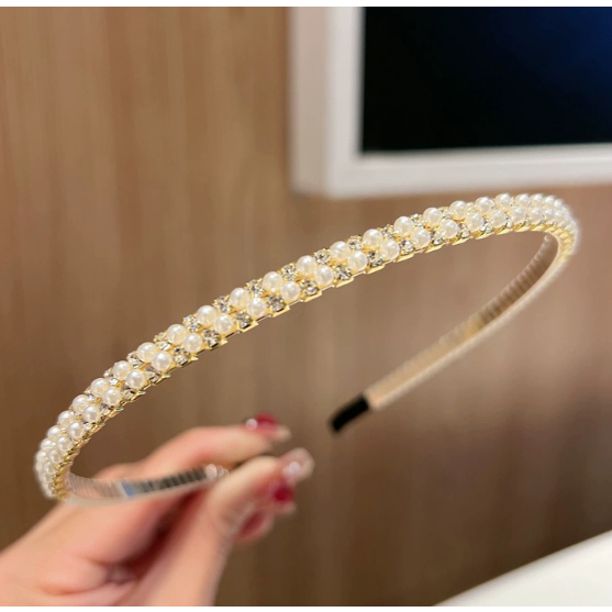 Kit 1/2/3/6/10 Unidades Tiara de pérolas com strass para mulheres, sofisticada e versátil para sair