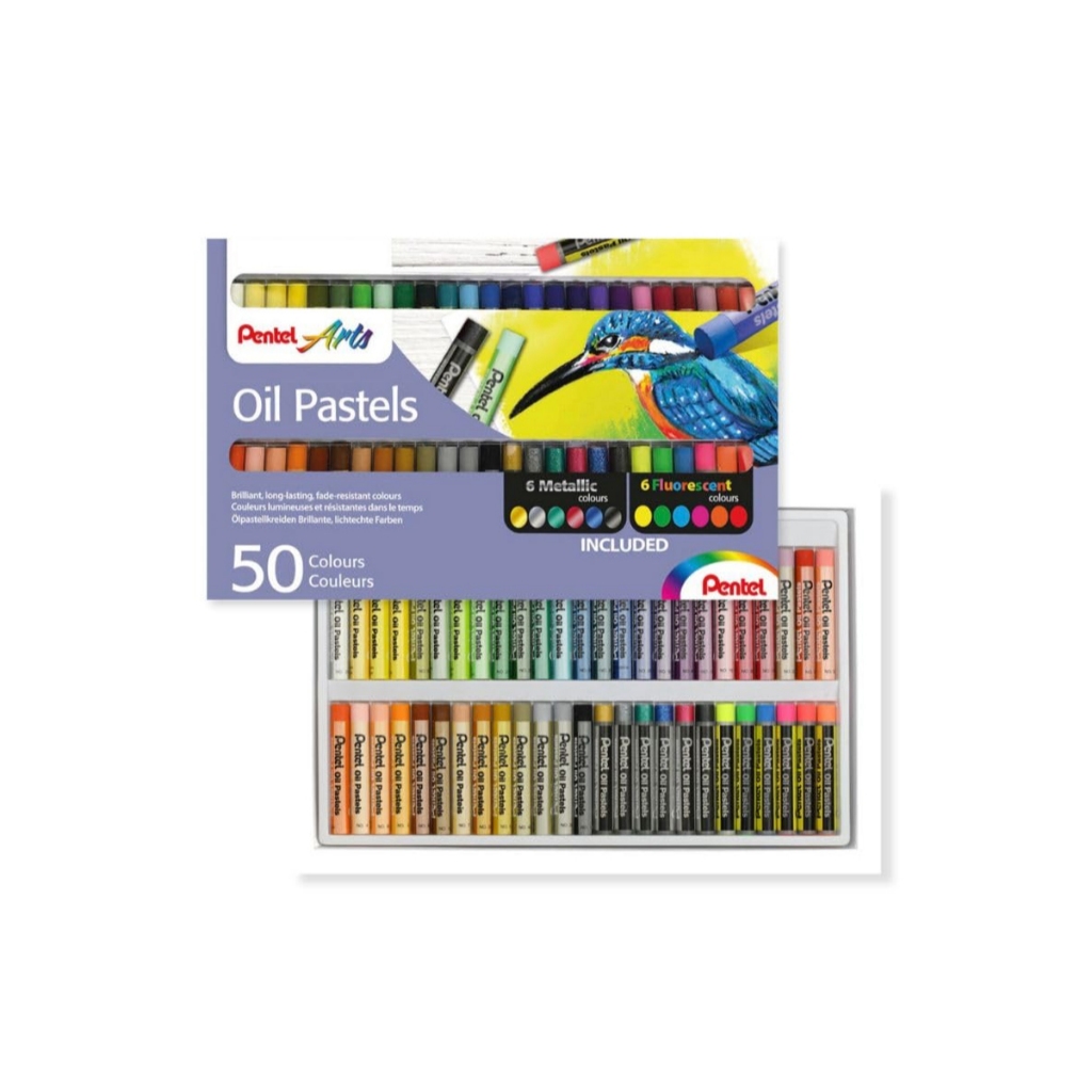 Giz Pastel Oleoso Pentel Estojo C/ 50 Cores Metálicas/neon